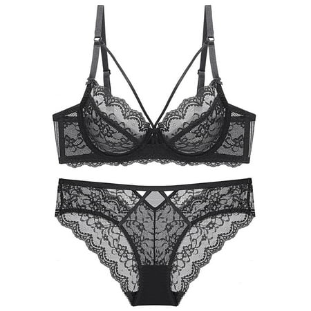 Sentmoon Sexy Lingerie for Women Thin Sponge Transparent Bra With Large Chest And Small Lace Women s Sexy Lingerie Bra Set Women s Lingerie  Sleep & Lounge Valentines Day Gifts for Her Clearance Sal