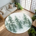 thumbnail image 2 of Forest Area Rug, Watercolor Tree Washable Large Circle Carpet, Non Slip Round Rug for Living Room/Bedroom/Dining Room/Home Office/Dorm, 2 of 9