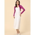 thumbnail image 4 of Cárdigan corto Allegra K con parte delantera abierta para mujer elegante Bolero para boda negocios Fucsia M, 4 of 5