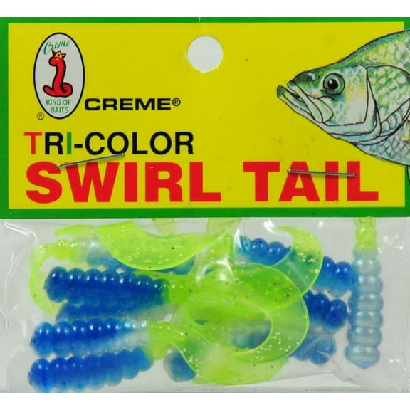 Creme 2" Tri-Color Swirl Tail Fishing Lures