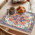 thumbnail image 3 of Retro Orange Pattern Placemats Set of 2, Ethnic Orange Blue Floral Texture Non-Slip Place Mats Washable Table Mats for Kitchen Dining Table Decorations Indoor/Outdoor, 3 of 9