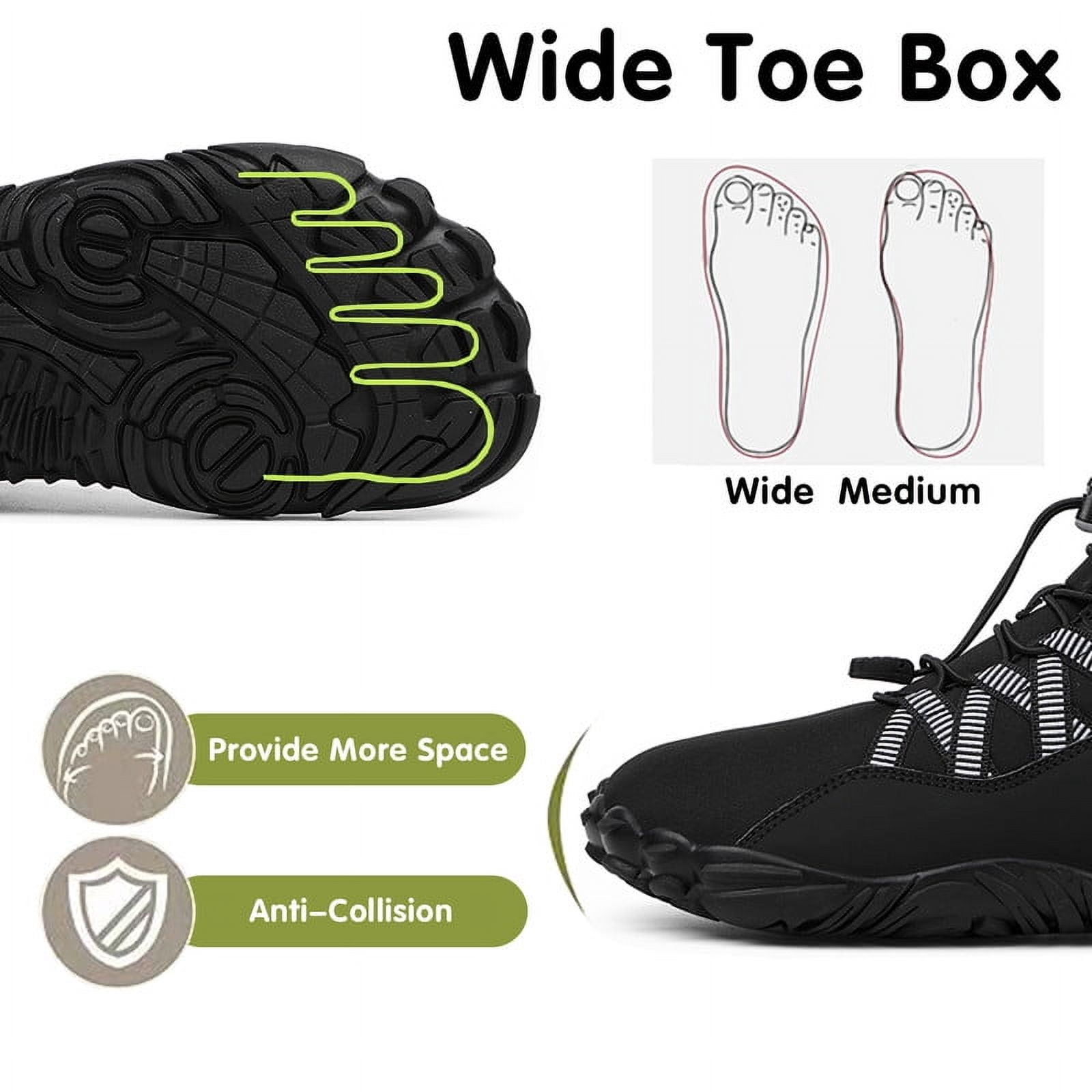 Stepedia Women's Men's Wide Toe Box Winter Snow Boots Barefoot Waterproof Hiking Shoes, Black 10.5 Women/9.5 Men