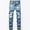 Blue, variant on Aoochasliy Mens Jeans Men's High End Stretch Nostalgic Frayed Slim Fit Jeans