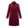 thumbnail image 2 of Juebong Womens Long Trench Coat Double Breasted Oversized Windproof Trendy Fall Jacket Lapel Winter Pea Coats Outerwear Wine,XXXXXL, 2 of 4
