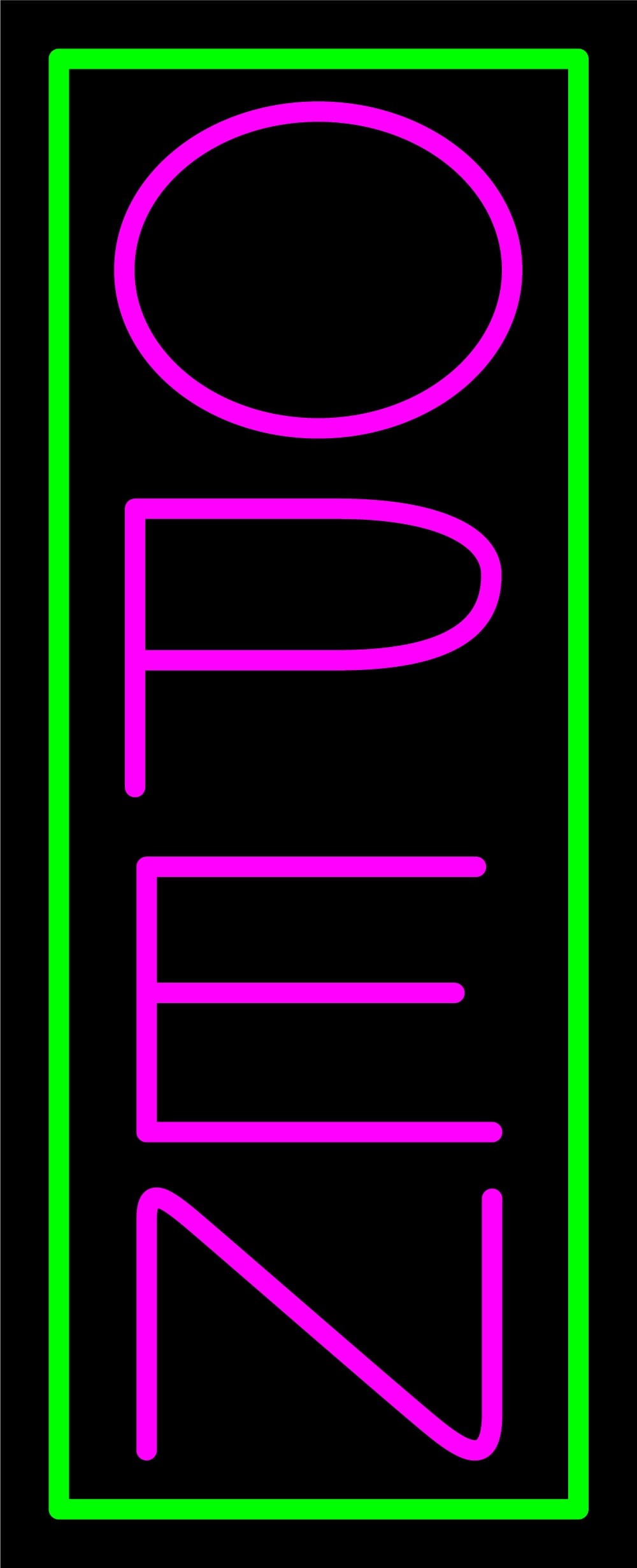 Green Border With Pink Vertical Open LED Neon Sign 15 x 6 - inches ...