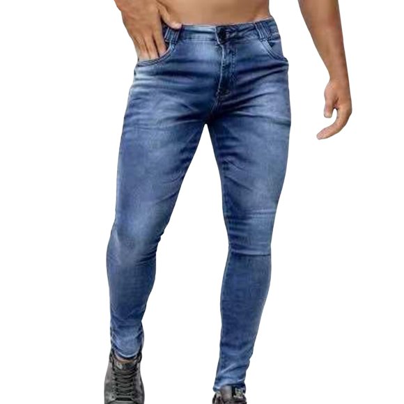 HBFAGFB Slim Fit Jeans for Men Male Jeans Skinny Stretch Denim Pants Tapered Jeans Pants Blue Size XL
