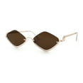 thumbnail image 4 of Womens Upside Down Half Rim Diamond Shape Rimless Metal Frame Sunglasses Gold - Brown, 4 of 8