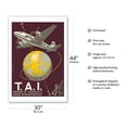 thumbnail image 2 of TAI Airline (Transports Aériens Intercontinenteaux) - Douglas DC-4E Airplane - Vintage Airline Travel Poster by P. Praquin c.1952 - Fine Art Matte Paper Print (Unframed) 30x44in, 2 of 4