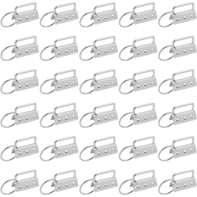 Key Fob Hardware, 20pcs Key Chain Making Kit with Key Rings, for Bag Webbing Lanyards/Embossed/Webbing and Other Hand Craft (Silver)