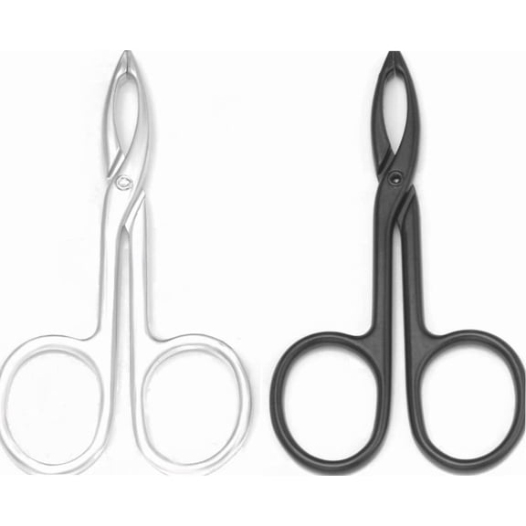 2 Pieces Tweezers Scissor Handle Straight Tip Scissor Shaped Eyebrows Tweezers for Hair Plucker Remover Facial Hair Eyebrows Care (Silver and Black)