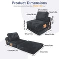 thumbnail image 6 of Venuezy 3-in-1 Folding Bean Bag Chair for Adults, Convertible Sofa Bed with Memory Foam, Corduroy Lounge Chair with Pockets & Leather Handle, No Assembly Needed, Washable Cover, 6 of 9