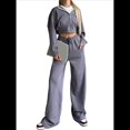 thumbnail image 3 of Conjunto Deportivo para Mujer: Sudadera con Capucha y Cremallera de Larga con Pantalones de Color Liso con Cordones - Conjunto de Dos Piezas Gris Oscuro S, 3 of 9