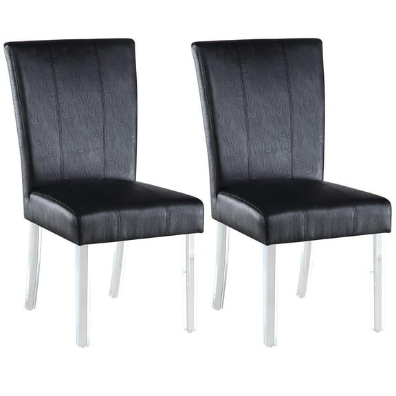 Chintaly Curved Flare Back Parson Side Chair - Set Of 2, Black