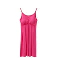 thumbnail image 3 of QUINDOS Womens Pajamas Long Midi Nightgowns for Women Padded Sling Suspenders Casual Solid Pleated Loose Sleepwear Night Dress, 3 of 3