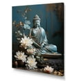 thumbnail image 2 of Designart "Tranquil Zen with Blue Buddha Statue II" Spiritual Canvas Wall Art - Global Blue Meditation Entryway Wall Art, 2 of 6