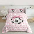 thumbnail image 2 of jejeloiu Pink Bows Twin Comforter Sets,Kids Football Game Bedding Set For Girls Boys Reversible 2pcs, 2 of 8