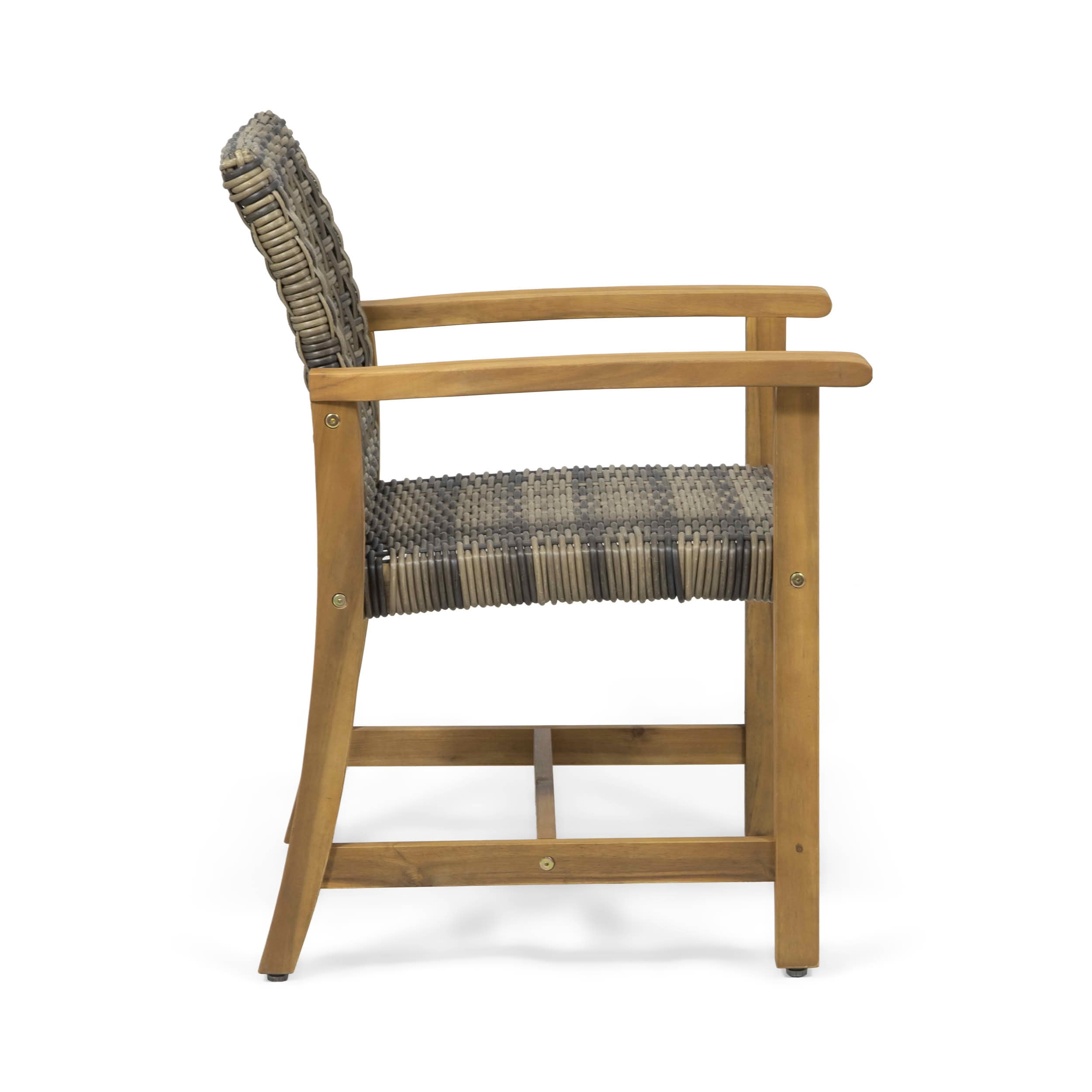 MAYEERTY Set of 2 Patio Acacia Wood Outdoor Dining Chairs with Woven Seating 400lbs Capacity