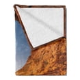 thumbnail image 2 of Beach Soft Flannel Fleece Throw Blanket, Sunset in Pacific Paradise Ocean Cave with Morning Horizon Stone Calm Seacoast Art, Cozy Plush for Indoor and Outdoor Use, 50" x 70", Cream Blue, by Ambesonne, 2 of 5