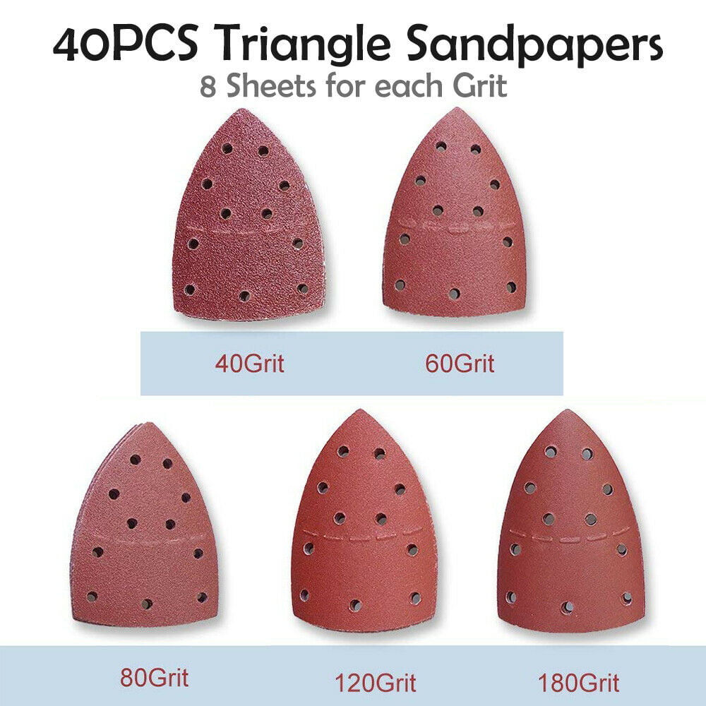 40pcs Abrasive Sanding Sheets For 100A Detail Palm Bosch PSM Sander Mixed Grit 