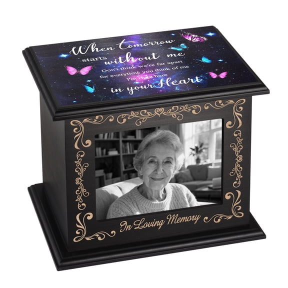 XIUDA Cremation Urns for Human Ashes Keepsake Urn for Ashes, Burial Funeral Memorial Decorative Urns, Wooden Box and Casket Men Women Adult Male or Female with Photo Frame - Up to 200 LBS