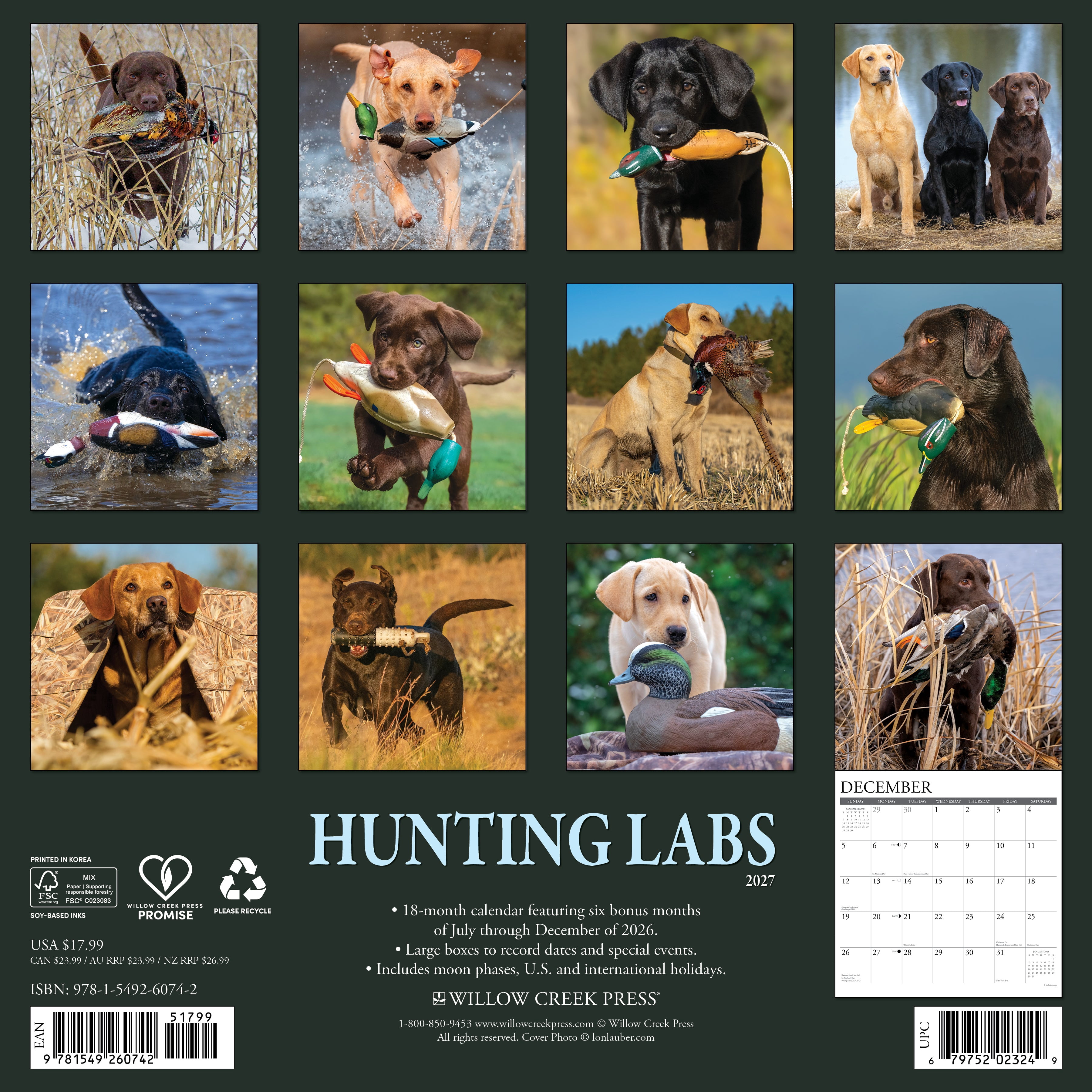 Willow Creek Press, Hunting Labs 2027 Wall Calendar
