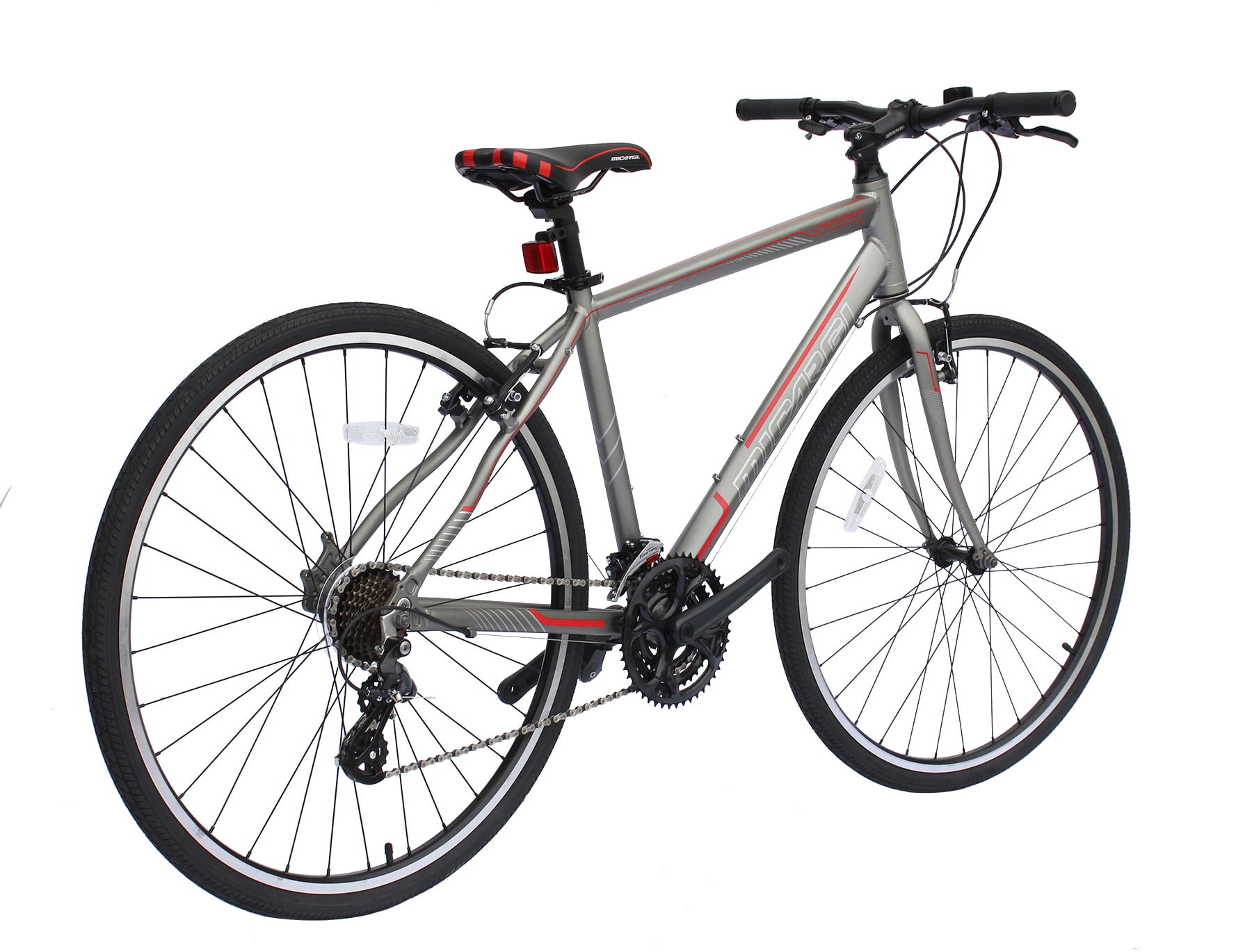 Wonder Wheels Hybrid 8 Speed Bicycle, Mountain Bike, Front Derailleur: Shimano Tourney Fd-Ty510 Rear Derailleur: Shimano Altus Rd-M310-Sgs 8 Speed Bicycle, Bike - Gray