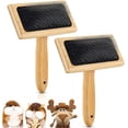 thumbnail image 1 of 2 Pcs Wool Carders,Hand Carders for Wool,Craft Wool Needle Felting Tools with Solid Wood Handle,Slicker Brush for Dogs,Carding Brushes for Needle Felt, 1 of 5