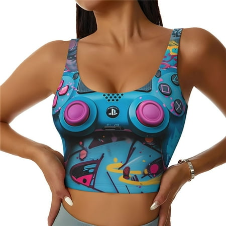 Matuu Urban Graffiti Gaming Style for Women s Sports Bra - Soft  Comfortable and Breathable Sports Vest for Yoga  Fitness  and Dance-XX-Large