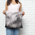 thumbnail image 3 of Throw Pillow Covers 24x24 Inch, Black Grey Mountain Decorative Pillow Cases for Couch Sofa Bed, Misty Forest Nature Woodland Pine Tree Landscape Cotton Linen Square Home Decor Pillowcases, 3 of 7