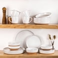 thumbnail image 2 of AmorArc 8.75'' Large Ceramic Pasta Bowls, 36oz Handpainted Stoneware Bowls Set of 4, Microwave&Dishwasher Safe Bowls with Rustic Terracotta Underside for Pasta Salad, White, 2 of 9