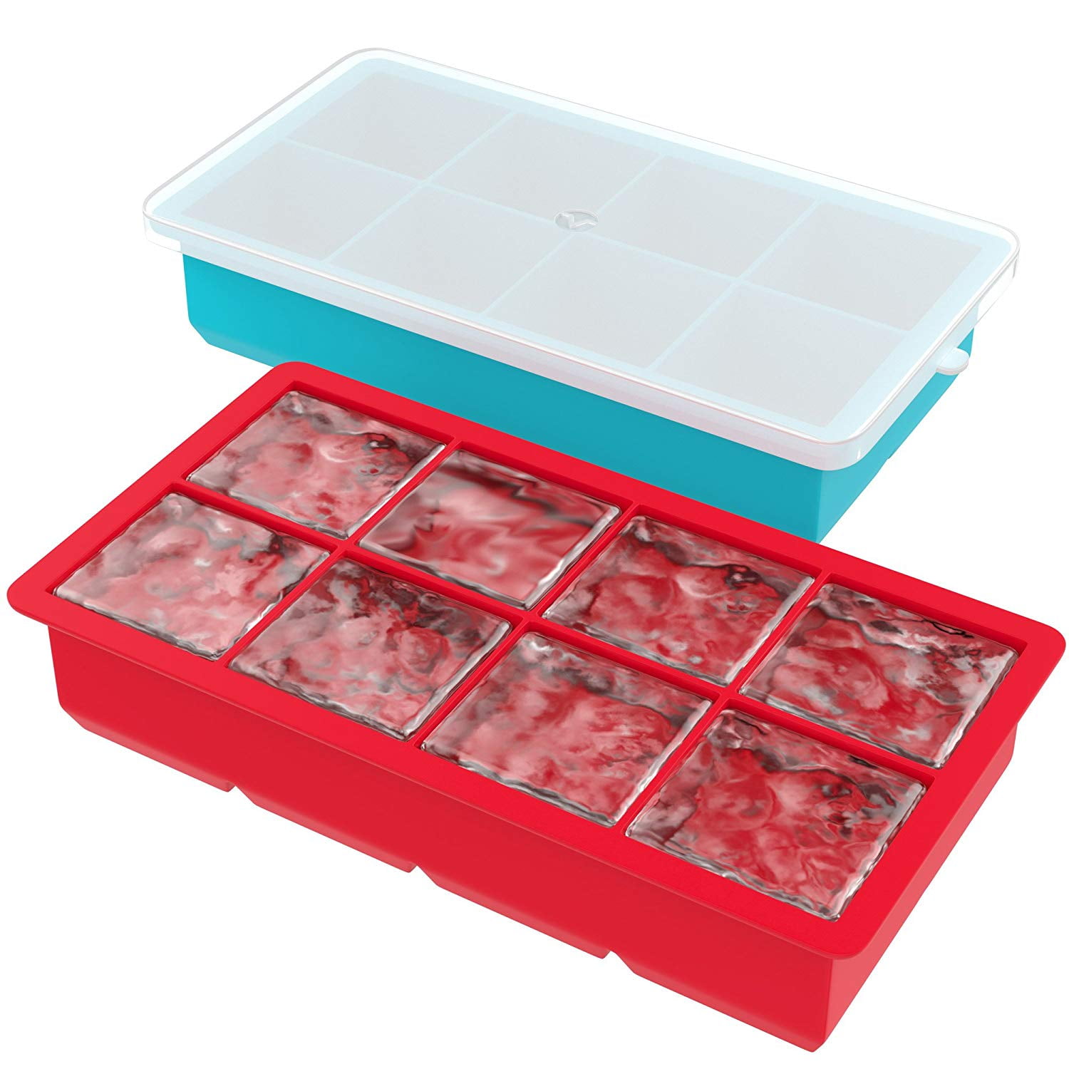Clear Lids Flexible Rubber BPA Free Stackable NEW 4 x Silicone Ice Cube Trays