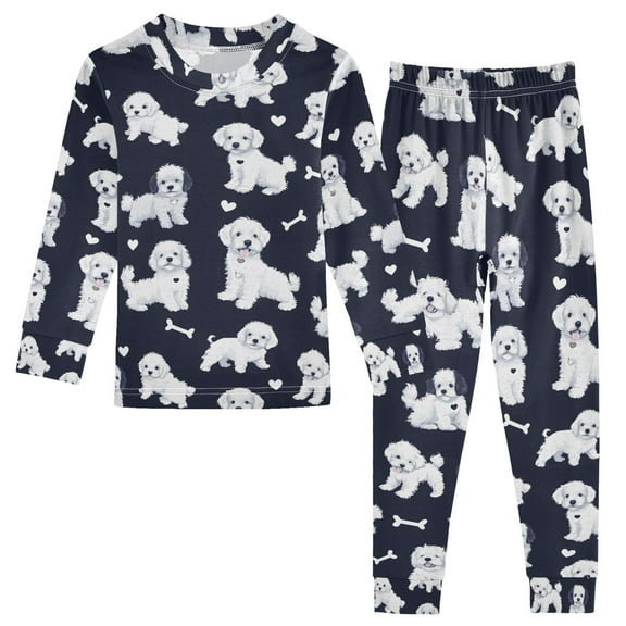 joogoo Puppy Bones 2 Piece Long Sleeve Tee and Pants Cotton Pajama Set 5Y