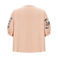 thumbnail image 6 of Dazajoo Cotton Linen Tops for Women 2025 Summer Half Sleeve Boho Embroidered Blouse Casual Crewneck Oversized Tee Shirts,Orange,L, 6 of 6