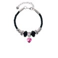 thumbnail image 2 of Delight Jewelry Hot Pink Crystal Heart Mom Celtic Knot Leather Bead Bracelet, 7"+2" Extender, 2 of 4