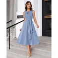 thumbnail image 4 of EASYBRA Women Sleeveless Tie Waist A Line Midi Work Dress Elegant Flowy Cocktail Party Dress with Pockets, 4 of 6