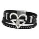 thumbnail image 3 of Pulsera Boho tipo brazalete Pulsera apilable Brazalete de aleación Pulsera envolvente de cuero PU Negro, 3 of 9