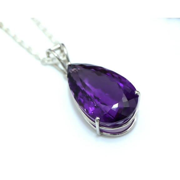 AAA Natural Amethyst Pear Cut Pendant, Amethyst Necklace, Big Amethyst Pendant, February Birthstone, Large Amethyst Pear, Statement Jewelry