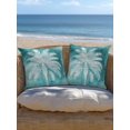 thumbnail image 5 of Outdoor Pillows Waterproof, Teal Summer Palm Tree Throw Pillows with Inserts Included, Coastal Beach Tropical Botanical Vintage Indoor Outdoor Decorative Lumbar Pillow for Bed/Couch 18"x18", 2Pcs, 5 of 8