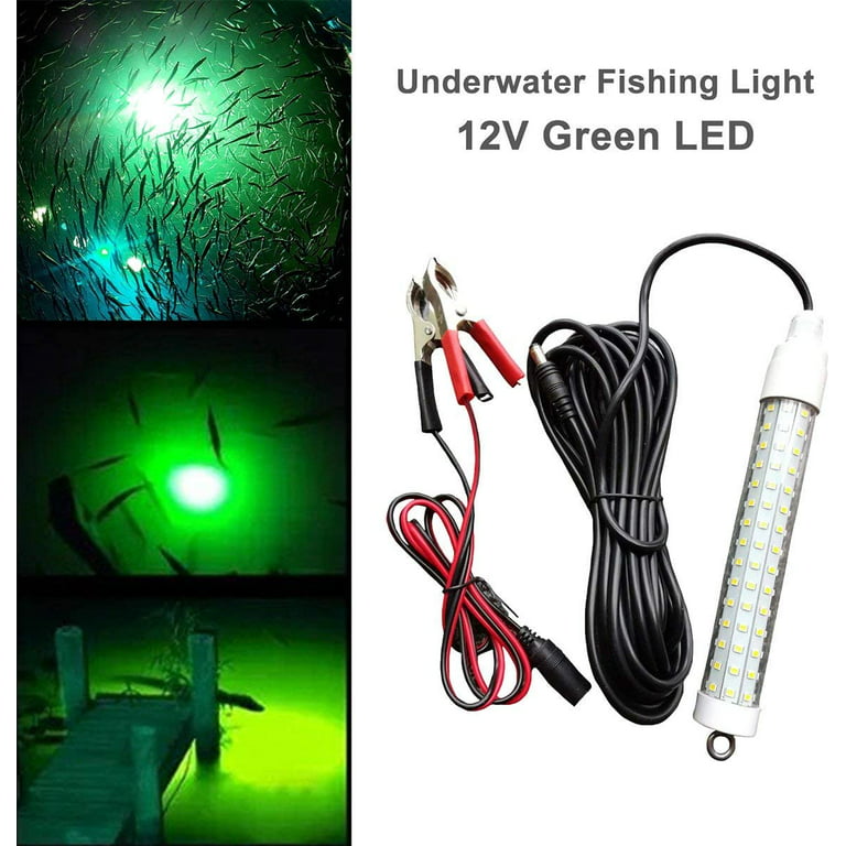 EIMELI 12V 120 LED Submersible Fishing Light Underwater Fish Finder Lamp,  Night Fishing Lure Bait Finder Crappie Boat Ice Fishing Light Attractants