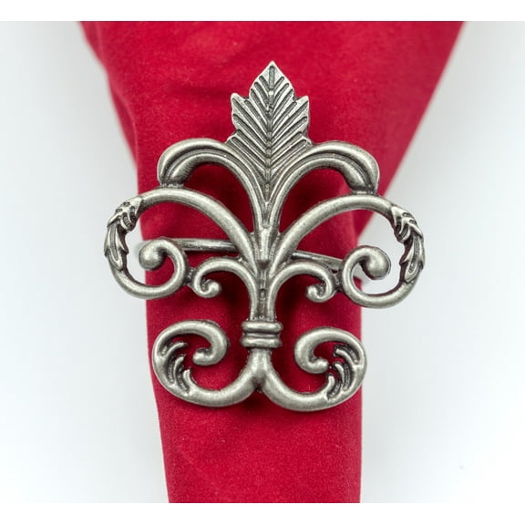 Fleur De Lis Napkin Rings for Holidays, Dinners, Parties - Set of 4 Napkin Holders
