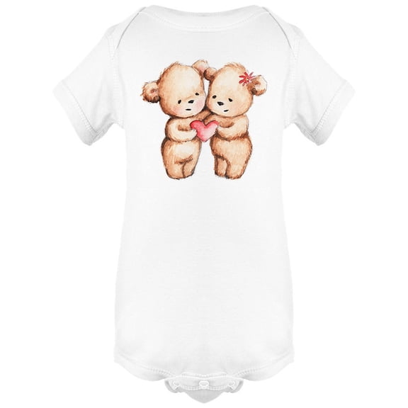 Two Bears With Red Heart Bodysuit Infant -Image by Shutterstock,  6 Months