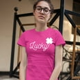 thumbnail image 3 of Tee Hunt Lucky Shamrock T-Shirt St. Patrick's Day Funny Holiday Women's T-Shirt Tee, Pink, Large, 3 of 5