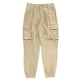 thumbnail image 4 of Miluxas Men's Cotton Work Pants, Multi-Pocket Solid Color Elastic Ankle, Outdoor Hiking Camping Khaki, 4 of 9