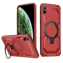 Allytechgroup Magnetic Case for iPhone XS/X, Support Wireless Charging Rugged Heavy Duty Durable Cover Case with Kickstand Shockproof Back Cover for iPhone XS/X, Red