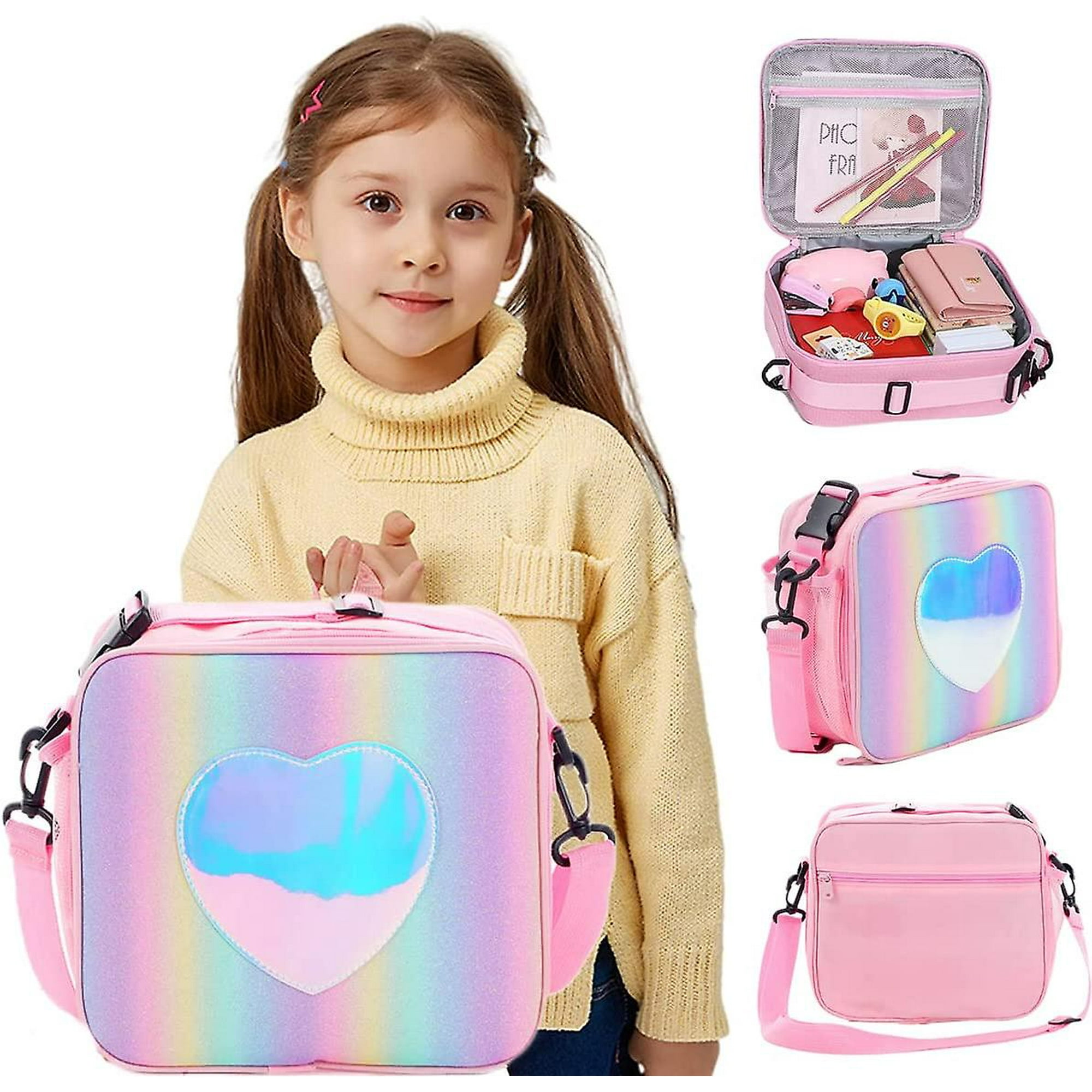 Girls Lunch Box.insulated Rainbow Tote Bag.lunch Bag For Kids.rainbow Lunch Box For Girls School Picnic