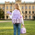 thumbnail image 2 of Weebloom Bow School Backpack With Lunch Box Pencil Case For Kids Girls Cute 3Pcs School Bags Set Three Piece Daypack Large Bookbag Elementary Middle High School Purple, 2 of 5