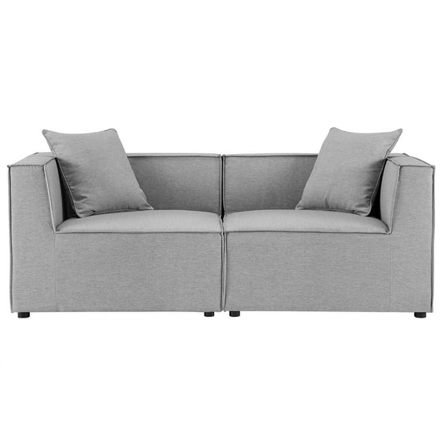 Saybrook Causeuse Sectionnelle 2 Pcs Rembourrée pour Patio Extérieur Gris