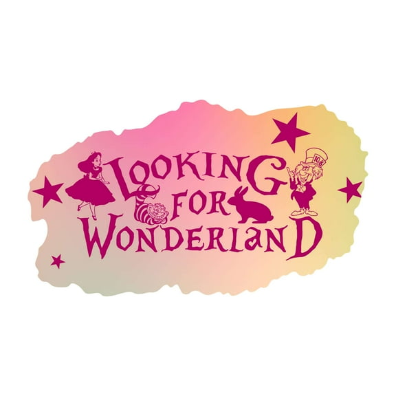 Looking For Wonderland Alice & Friends Adventures Watercolor Design Wall Art Sticker Designs Vinyl Stickers For Home House Walls Rooms Windows Bedroom Decoration Size (20x20 inch)