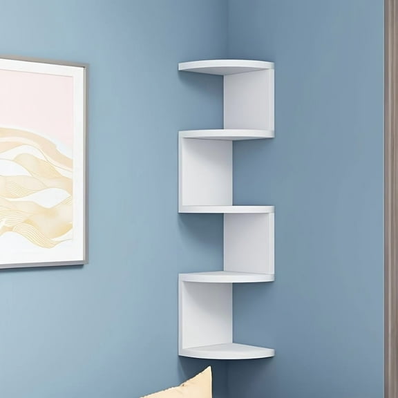 5-Tier Wall-Mounted Corner Shelf - Floating Storage Rack for Living Room, Bedroom, Kitchen, Bathroom, and Office - Decorative Organizer, Bathroom Decor and Accessories