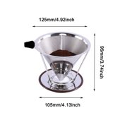 TOP-MAX Stainless Steel Coffee Filter Double-Layer Filter Reusable Drip Coffee Filter (Leakage Mesh Bracket)